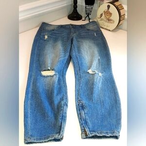 Pistola Medium Wash Distressed 5 Pocket Ankle Side Zip Jeans EUC